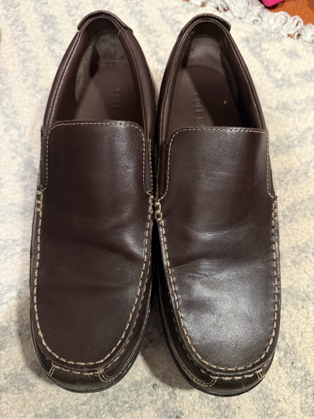 Cole Haan Men's Brown Leather Slip-On Loafers